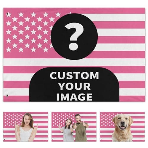 Custom Pink American Flag Made in USA Personalized Funny Flag With Photo Customized Tapestry Poster for Bedroom Outdoor Decor Garden, Style 1 - Image 1