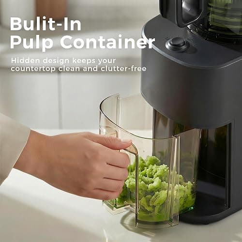 Cold Press Juicer, 5.5inch Wide Feed Chute Juicer Machine, Slow Masticating Juicer for Whole Vegetables & Fruits, Gray thumbnail 7