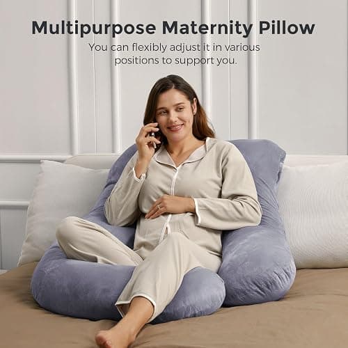 Momcozy Pregnancy Pillows for Sleeping, U Shaped Full Body Maternity Pillow with Removable Cover - Support for Back, Legs, Belly, HIPS for Pregnant Women, 57 Inch Pregnancy Pillow for Women, Grey thumbnail 9