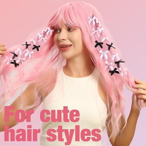Teenitor 30pcs Hair Bow Pink Bow, Pink Black White Bows for Hair Small Hair Bows, Hair Bow Clips Cute Black White Bow Hair Accessories for Girls thumbnail 4