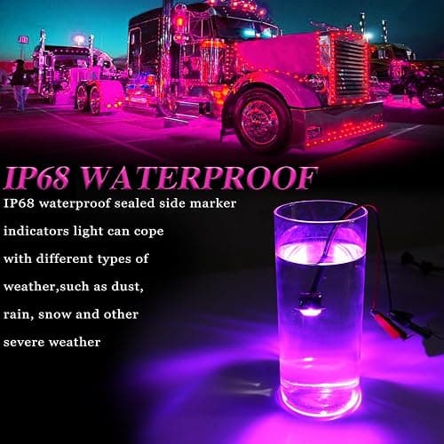 ALFU 3/4" Inch 20Pcs Purple Round LED Trailer Side Marker Clearance Lights Front Rear Top Marker Indicators Tail Light Waterproof for Truck Car Bus Van Pickup RV thumbnail 4