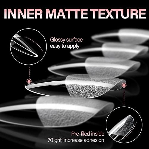 AILLSA Medium Almond Shaped Nail Tips - 15 Sizes 450pcs Acrylic Nails Tip Full Cover Half Matte Nails Tips Press on Nails for DIY Home Salon thumbnail 2