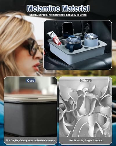Couch Cup Holder Tray, Bonfixe Stable Couch Caddy for Bed and Sofa, Upgraded Capacity Health-Friendly Silicone Anti-Spill Drink Holder Organizer for Snacks Beverage (Black-Gray) thumbnail 6