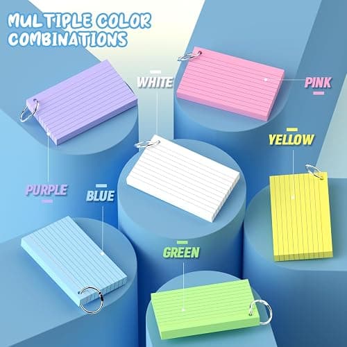 600 Pcs Index Cards 3x5, Colored Index Cards With Ring, 6 Colors Flash Cards with Rings, Flashcards for Studying, Heavy Bright Note Cards 3 x 5, Colored Notecards 3x5 Lined for Office, Home, School thumbnail 4
