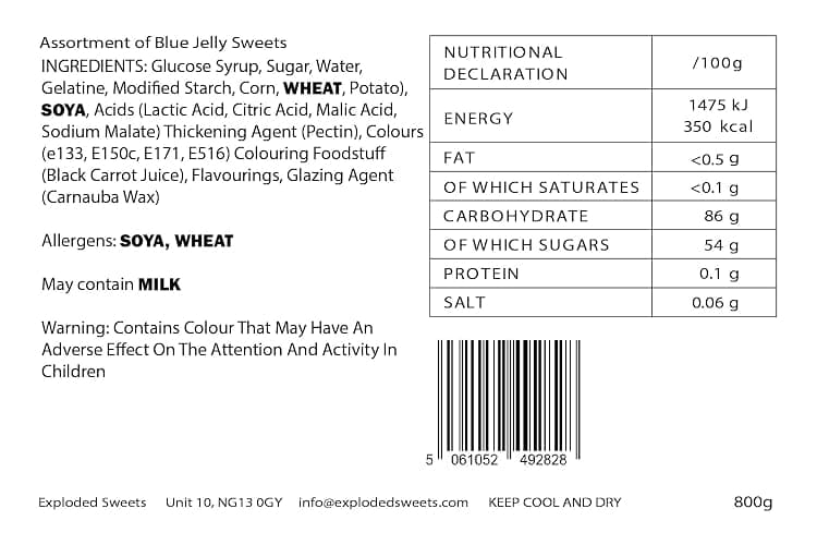 800g Jelly Mixes | Exploded Sweets | Fizzy, Gummy, Tangy, Blue, Pink (Blue) thumbnail 2
