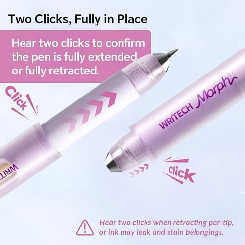 WRITECH Morph Extendable Gel Pens: 0.7mm Medium Point Black Ink Pocket-to-Full-Size Design Translucent Soft Grip Barrel Includes 2 Pens and 2 Refills Dual-Length Pocket Pen 4.6" to 6.1" thumbnail 4