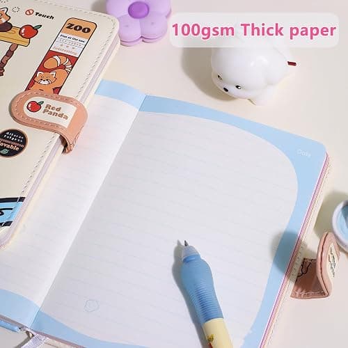 Kawaii Journal Notebook for Kids, Cute Notebook A5 Size To Do List, Travel Planner Zoo Theme Girls Diary 224 Pages with Magnetic clasp (Faced) thumbnail 4
