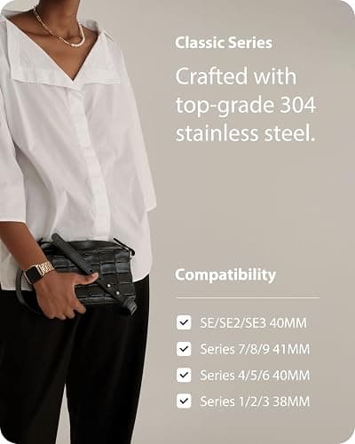 Fullmosa Bracelet Compatible avec Apple Watch 40mm 41mm 38mm Femmes, Femme Bracelet iWatch en Acier Inoxydable Métallique pour iWatch Se 1/2/3 Séries 9/8/7/6/5/4/3/2/1, Or Rose thumbnail 3