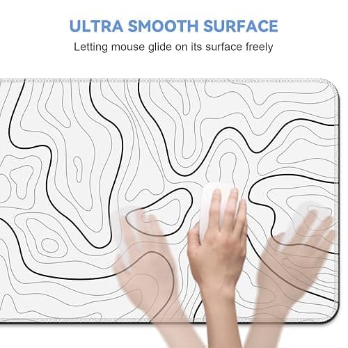 Rcege Large Mouse Pad for Desk - Gaming Mouse Pad with Stitched Edges, Anti-Slip Base for Keyboard and Mouse(White Line, 31.5L x 15.8W inches) thumbnail 4