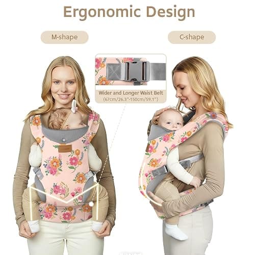 YooxArmor Baby Carrier, Ergonomic Adjustable Toddler Carriers for 7-33 Lbs, Cozy Lightweight Infant Carrier with Neck Support, Baby Chest Carriers with Lumbar Support for Parents (4-36 Months) thumbnail 4