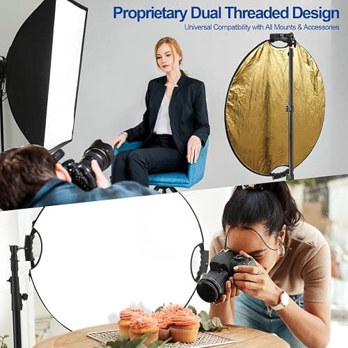 WELLMAKING 32 Inch (80cm) Reflector Photography, Collapsible Light Reflector with Bag & tilt Adapter, 5 in 1 Handle Reflector for Studio & Outdoor Lighting -Translucent, Silver, Gold, White and Black thumbnail 3
