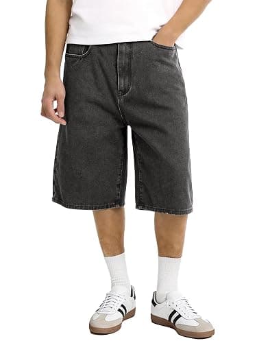 Comdecevis Men's Baggy Jean Shorts Loose Fit Streetwear Jorts | 75% Cotton, 25% Polyester, Vintage Wash Denim, Breathable and Comfortble, Daily Casual and Outdoor - Image 1