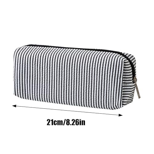 Pencil Case Cute Large Capacity Fashion Simple Pencil Pouch Aesthetic Stripe Pen Bag with Practical Smooth Zipper Small Portable Cosmetic Organizer Stationery Pouch for School and Office Supplies (F) thumbnail 6