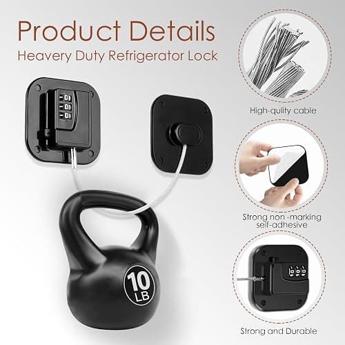 Himake Refrigerator Lock, Combination Lock for Refrigerator Cabinets, Drawers, Heavy Duty Fridge Lock, Easy Install No Keys Needed (2 Pack) thumbnail 3