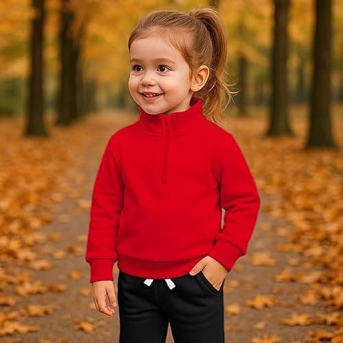 GRNSHTS Toddler Matching Outfits Boy and Girl Fall Clothes Baby Long Sleeve Winter Sweatsuit Sets 2-6Y - Red+black - 2T thumbnail 2