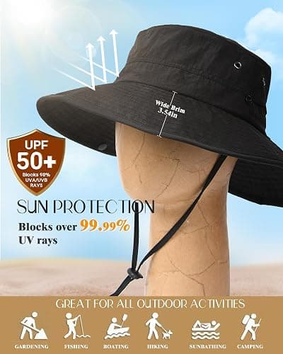 FURTALK Sun Hats for Women Ponytail UPF 50+ Beach Summer Hat Wide Brim Packable Cowboy Hat thumbnail 7
