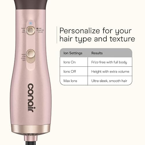 Infiniti PRO CONAIR 2" Frizz Free Round Air Brush, Hot Brush with Titanium Ceramic Technology, Ionic Control, and Detangling Bristles for Gentle Drying and Added Shine, Rose Gold thumbnail 4