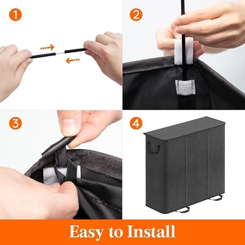 Lifewit Triple Laundry Hamper with Lid and Removable Laundry Bags, Large Collapsible 3 Dividers Dirty Clothes Basket with Handles for Bedroom Laundry Room Closet Bathroom College, 185L Black thumbnail 5