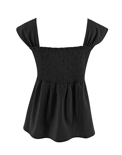 Bingerlily Girls Summer Casual Tops Square Neck T Shirts Cute Smocked Top Tees thumbnail 3