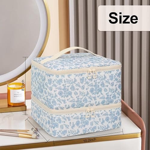 Ethereal Nail Polish Organizer Bag Holds 30+ Bottles(15ml/0.5 fl.oz) UV Nail Lamp,2 Layer Gel Polish Travel Storage Bag for Nail Kit, Gift for Manicurist, Girls thumbnail 7