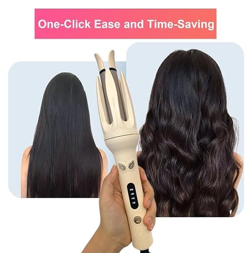 Automatic Curler, Professional Auto-Rotating Curling Iron with LCD Screen 28mm for Barrel Rotating Curling Wand 4 Temps & 15s Timer, Fast Heating Hair Styling Tool(Updated Version Pink) thumbnail 5