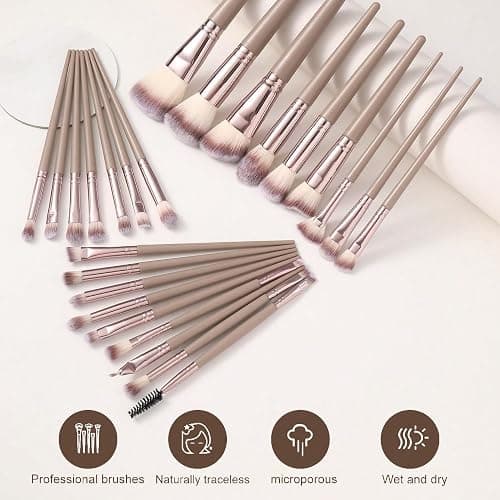 HGHDBT 44Pcs Brown Makeup Brushes Set Professional Makeup Kit Multi-functional Makeup Tool Set with Facial Makeup Accessories, Foundation Makeup Brush Kit Eye and Face Make up Brushes & Tools thumbnail 3