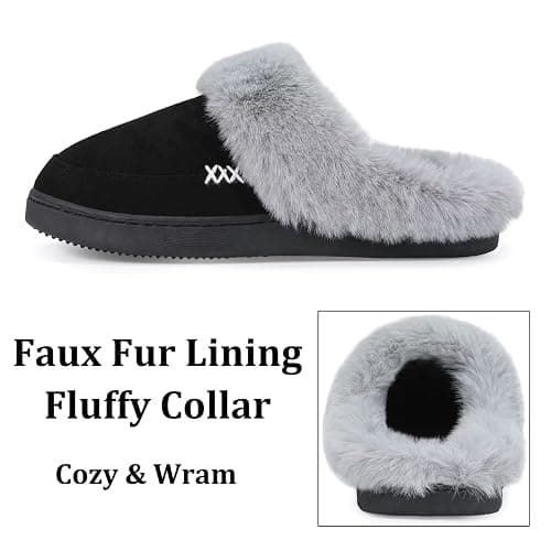 NineCiFun Women's and Men's Memory Foam House Slippers, Faux Fur Lined Indoor Fuzzy Slippers with No-slip Sole, Slip on Suede Home Shoes, Warm Winter Gift for Women & Men thumbnail 5