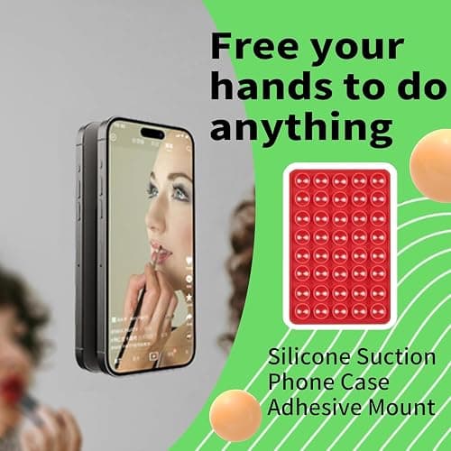 Suction Phone Mount Double Sided Octo Buddy for MagSafe Case, Silicone Sticky Grip Secure Holder for iPhone, Hands-Free Taking Photo/Recording Video/Live Streaming for Instagram Influencer（red） thumbnail 4
