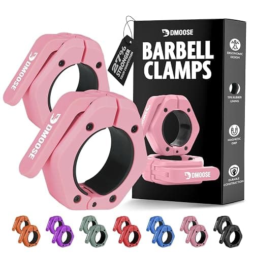 DMoose Fitness Barbell Clips 2 Inch (Pair) - Quick Release Olympic Barbell Clamps & Collars with Anti Slip TPR Grip for Secure Weightlifting and Powerlifting - Weight Clips for Bars at Home or Gym - Image 1
