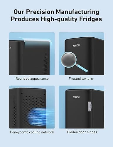 AstroAI Mini Fridge 6 Litre / 8 Can | Cooler and Warmer | AC/DC | Small Fridge for Bedrooms, Car, Drinks, Beauty, Skincare, Travel (Deep Black) thumbnail 6