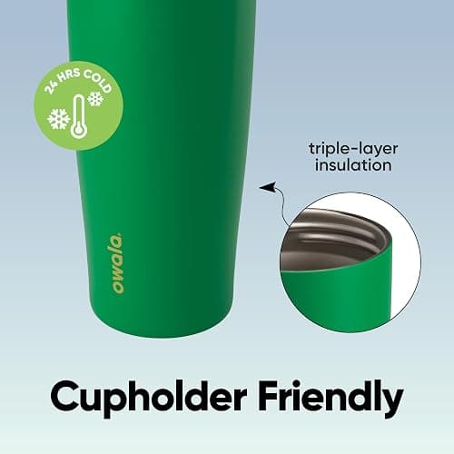 Owala FreeSip Sway Insulated Stainless Steel Water Bottle with Two-Way Spout, Built-In Straw and Bucket Handle, Made for Travel, School, and Sports, 40oz, BPA Free, Leak Proof, Putting Green thumbnail 6