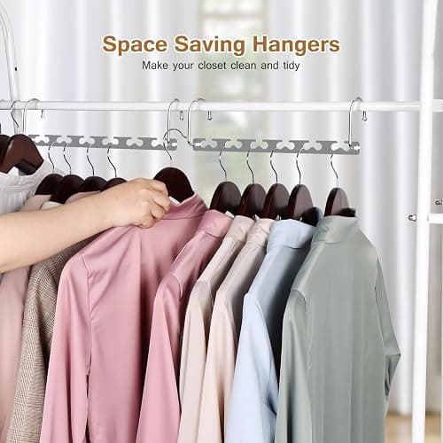 Space Saving Hangers for Clothes 6 Pack, Sturdy Metal Hangers Wardrobe Organizer, Magic Cascading Hanger, Closet Space Saver Closet Organizers and Storage thumbnail 7