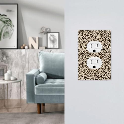 Nadoabtm Outlet Covers Animal Print Leopard Print Yellow 1 Gang Duplex Wall Plate Decorative Switch Plates Electrical Receptacle Faceplate Light Switch Cover for Bedroom Bathroom Decor thumbnail 7