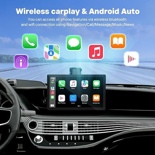 9" Wireless Apple Carplay Screen for Car with 4K Dash Cam, Portable Apple Carplay & Android Auto with 1080p Backup Camera DVR, Voice Control/GPS Navigation/Mirror Link/BT, Pallet of Product thumbnail 2