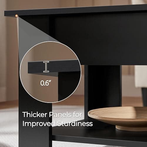Yaheetech Wooden Coffee Table, Lift Top Coffee Table with Large Hidden Storage Shelf, Lift Tabletop Dining Tables for Living Room, Home Small Space, 38.6in, Black thumbnail 8