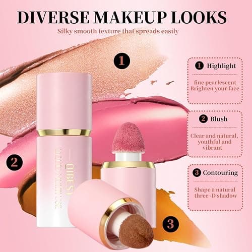 URQT 3PCS Highly Pigmented Liquid Contour - Built-in Sponge Tip Sculpted Complexion Wand Long Lasting Natural Buildable Highlighters Contouring Bronzer (Contour+Highlighter+Blush) thumbnail 4