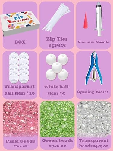 DIY Stress Ball Making Kit, Squishy Maker Kit with 15 TPR Ball Skins, 14.2 oz Fillers, Air Pump, Vacuum Tool & 20 Cable Ties, Make Your Own Squishies, DIY Squishy Kit for ASMR Anxiety Relief Toys thumbnail 5