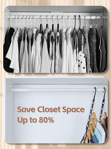 HOUSE DAY Black Magic Space Saving Hangers 10 Pack, Premium Smart Hanger Hooks, Sturdy Cascading Hangers with 5 Holes for Heavy Clothes, Closet Organizers and Storage, College Dorm Room Essentials thumbnail 3