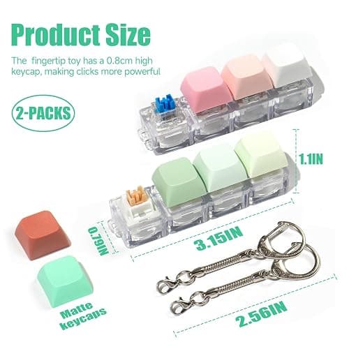 Keyboard Fidget Toy - 2Pcs Fidget Keyboard Keychain Keyboard Clicker Fidget Toy Stress Relief Keyboard Fidget Clicker thumbnail 3