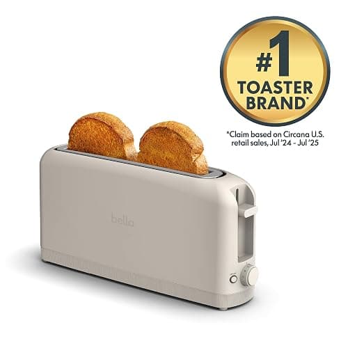 bella 2 Slice Slim Toaster, Fits-anywhere™ Kitchenware, 6 Setting Shade Control with Reheat & Cancel Buttons, Fits sourdough, 10” Long Slot, Anti Jam & Auto Shutoff, 900 Watt, Oatmilk thumbnail 4