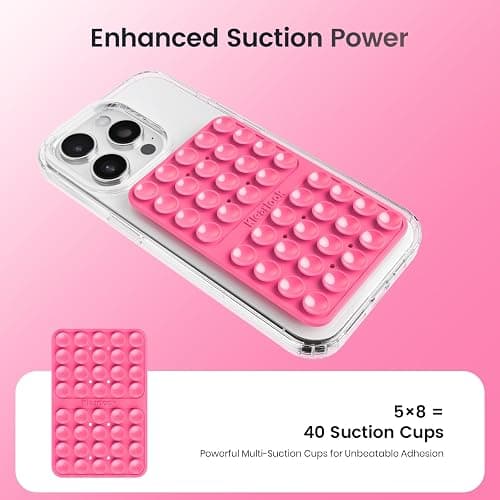 Klearlook Silicone Double Sided Suction Cup Phone Case Mount, Hot Pink | Sticky Phone Grip with Higher Suction Power for iPhone, Hands-Free Phone Accessories Holder for Selfies and Videos thumbnail 3