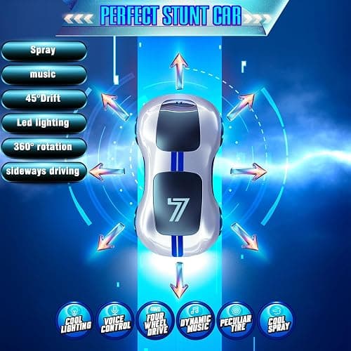 AEROQUEST Gesture Sensing Remote Control Car, Drift RC Stunt Car with Light Spray & Sound, 2.4GHz Hobby RC Cars Toy for Kids, 360° Rotate, Birthday Gifts for Boys Girls 4-12 thumbnail 5