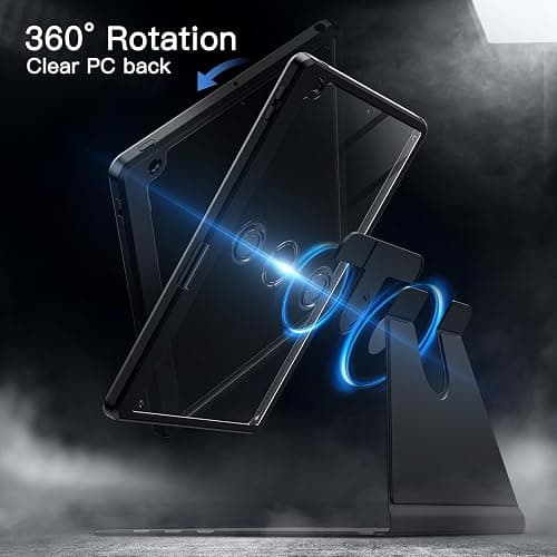 JETech Rotating Case for iPad 9/8/7 (10.2-Inch, 2021/2020/2019 Model, 9th/8th/7th Generation) with Pencil Holder, 360 Degree Rotation Protective Stand Cover Clear Back, Auto Wake/Sleep (Black) thumbnail 3