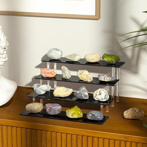 4 Tier Acrylic Display Risers, Black Perfume Organizer, Cupcake Stand | Large Dessert Display for Party, Display Shelf for Figure and Collection, Riser Stand for Decoration and Organizer, 2 Pack thumbnail 5
