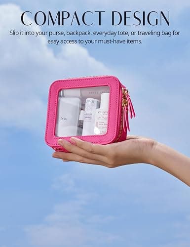 Popvibe Clear Makeup Bag Travel Cosmetic Case Transparent Toiletry Bag with Zipper, Portable Make Up Organizer Traveling Compact Car Bag for Essentials thumbnail 4