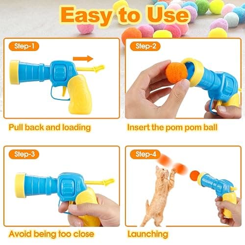 MeoHui 31Pcs Cat Ball Toy Launcher Gun,Cat Balls Fetch Toy,30Pcs Plush Fuzzy Balls Launcher Cat Toy for Cats with 1 Gun,Funny Interactive Cat Toys for Bored Indoor Adult Cats,Cute Kitten Kitty Toys thumbnail 6