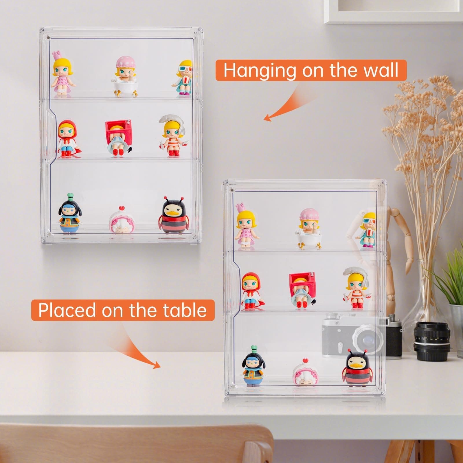 3 Tiers Clear Display Case for Figures, Acrylic Storage Organizers Box with Magnetic Door, Wall-Mounted Dustproof Showcase for Collectibles Action Figure thumbnail 4