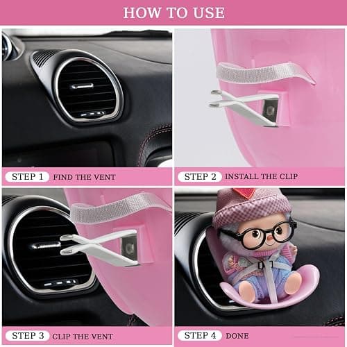 AYYKALLJ Doll car seat Compatible with Labubu, Vent Clip for 10-17cm Blind Box Toys, Secure Doll Seat with Adjustable Safety Strap & Airflow-Friendly Design, Car Decor (Doll Not Included)（Pink） thumbnail 6