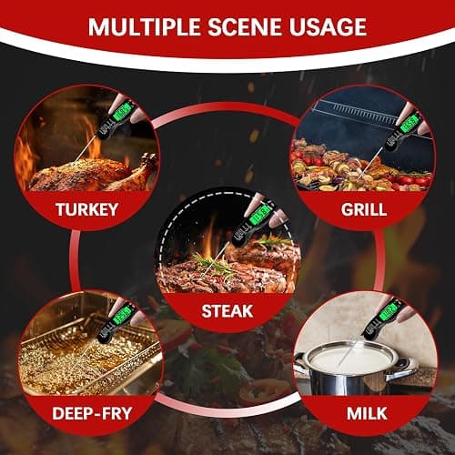 Meat Thermometer Digital，IP67 Waterproof Cooking Thermometer with Backlight, Calibration & Hold Function，Food Thermometer for Cooking,Outdoor Grilling，Suitable as Stocking Stuffers for Men thumbnail 4