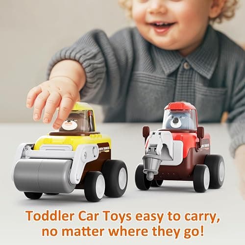 Eterfun Press to Go Car Toy for Toddlers 1-3, 4 in 1 Engineering Vehicle Racing Cars Infant Play Set, Push and Go Car Baby Toys for 6-9-12-18 Months, 1st Birthday Gifts for 1-2 Years Old Boys Girls thumbnail 4